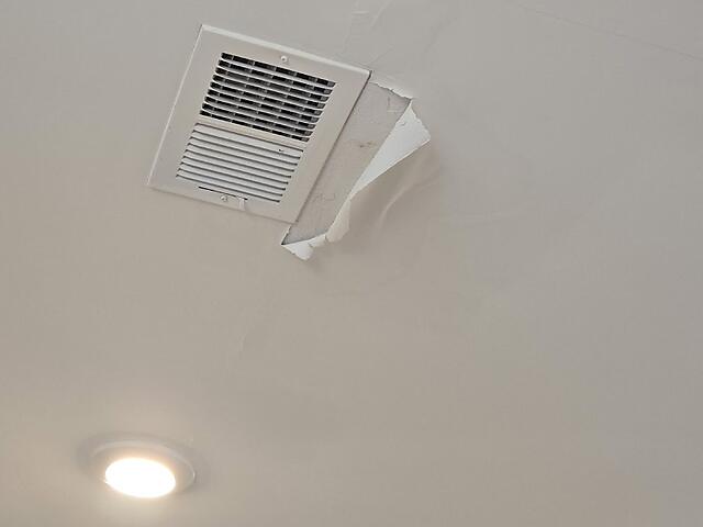 Ceiling drywall damage ready for repair